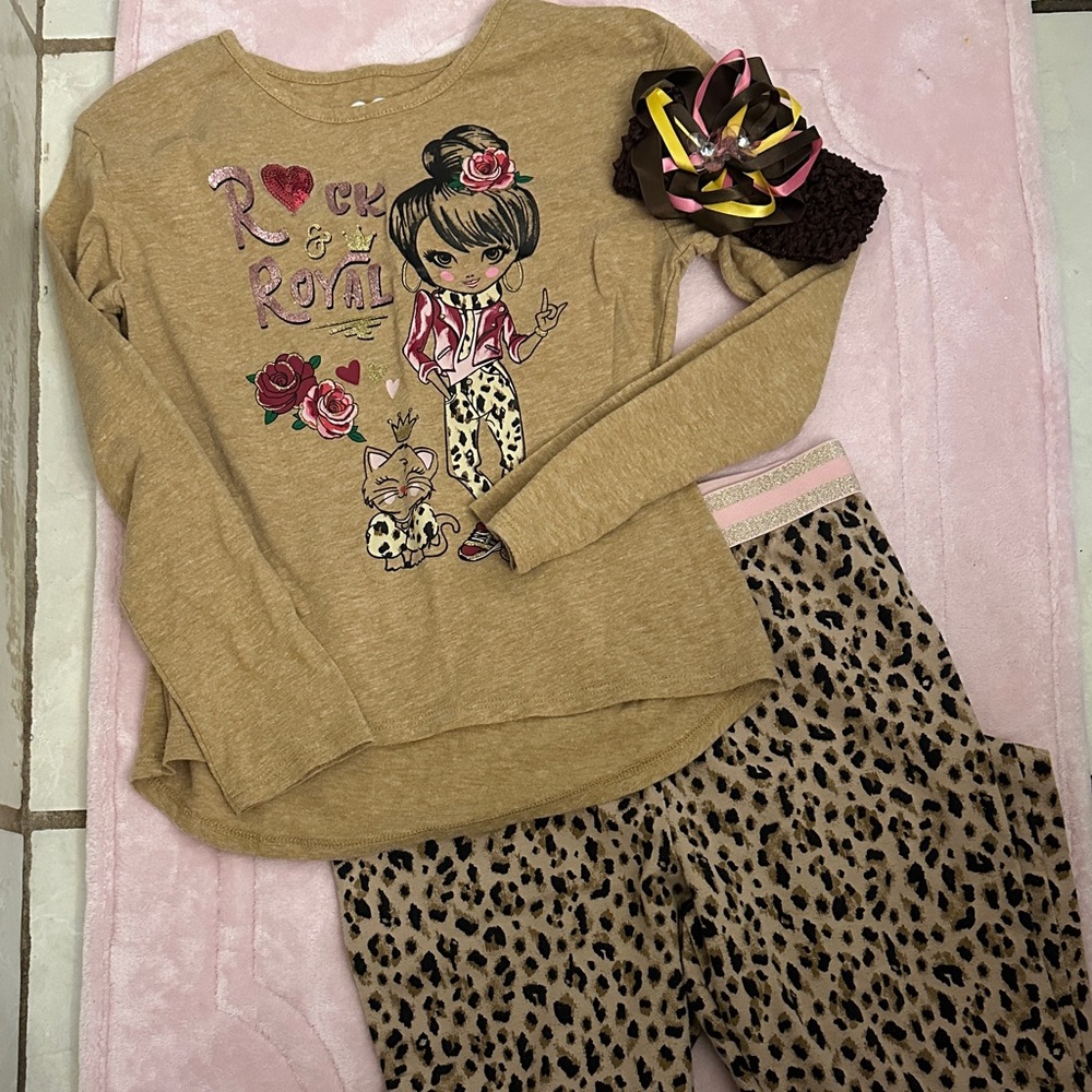 Rock & Royal Kids Pajama Set - Tan Leopard Print